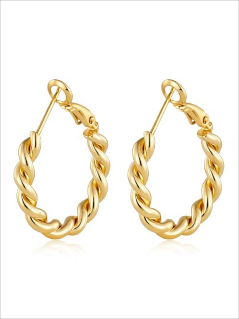 Chunky Hoop Earrings Brass 14K Gold Plated Twist Hinged